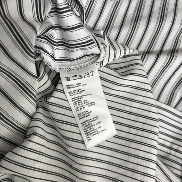 URBAN OUTFITTERS Button Up Mixed Print Striped Tunic Blouse Dress White/Black M - Picture 8 of 10